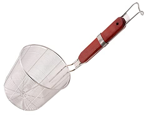 Passoires en acier inoxydable, passoire, marmite chaude, cuillère de cuisine, manche en bois, filtre pour aliments frits (couleur : comme indiqué, taille : 12,5 cm) (comme indiqué 14 cm)