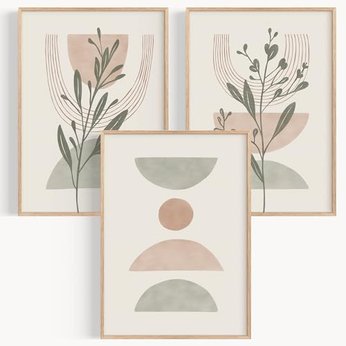 OHBIMBA® Set De 3 Laminas Decorativas Pared Abstractas Para Cuadros Decoracion Salon Modernos - Posters Para Pared Cuadros Decorativos Decoracion Pared - Lienzos Decorativos Tamaño 30X40cm - S3027