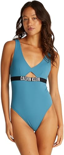 Calvin Klein Donna Costume da Bagno One Piece Schiena Scoperta, (Storm Blue), S