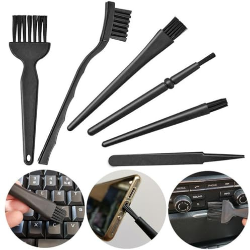 Brosses antistatiques | Kit de brosse antistatique 6 en 1 en nylon multi-usages, petite brosse de nettoyage pour les claviers d'ordinateur dans le laboratoire automobile