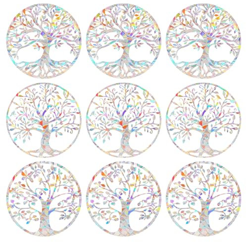 Sxutop 9 PCS Sun Window Decals Rainbow Anti-Collision Static Window Stickers Prism Window Stickers Static Vinyl Film for Bird Strikes Electrostatic Glass Stickers for Stops Birds Flying in Windows