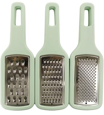 Fackelmann Ocean Set de 3 Ralladores de Cocina, Apilables, Fácil Almacenamiento, Acero Inoxidable y Poliestireno, Aptos para Lavavajillas, 21 x 6,5 x 4 cm, Verde Agua, 1 ud