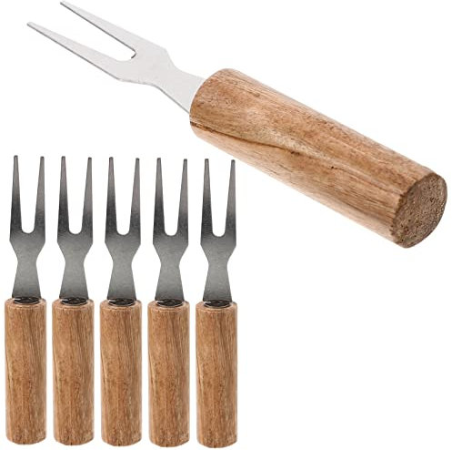 PHENOFICE 6pièces Fourchettes Barbecue Inox Petites Brochettes Portables Pique Maïs Ergonomiques Poignée Bois Antidérapante Adaptées Sorties Extérieures