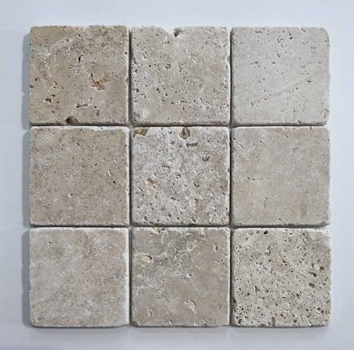 Carreaux de Mosaïque en Travertin Vieilli Ivoire, 30,5x30,5 cm, pour Sols et Murs