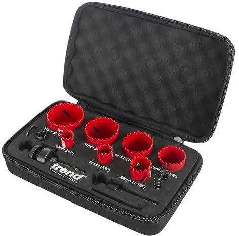 Trend 7-Piece Plumber Hole Saw Set, 19mm to 57mm, Fast Cutting and Long-Lasting Blades, HS/Set/7