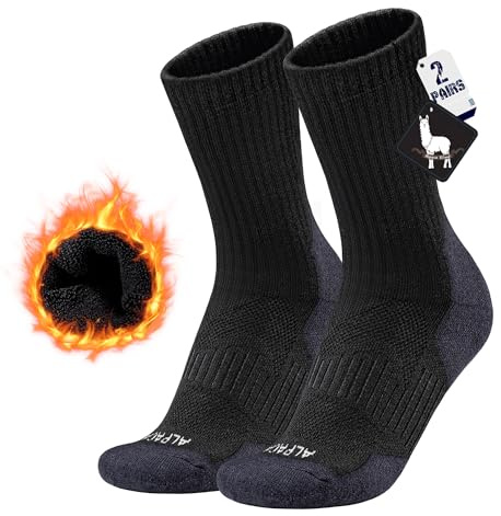MAGISDU Calcetines Termicos Mujer Hombre Lana di Alpaca Calentitos 2 Pares Gruesos Calcetines Invierno Altos Frio Extremo Nieve Senderismo Running Esquiar Deportes Talla 35-51