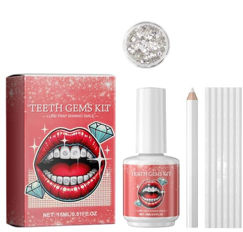 Feste Kristall-Zahnsteine, Zahnstein-Set mit Kleber, dekoratives Zahnkleber-Set, abnehmbare Zahndekorationen für Männer, Frauen, Kosmetikerinnen und Erwachsene