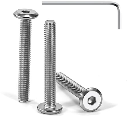 Tunejoy Tornillos de Cabeza Plana M4 x 30 mm Tornillo de Cabeza Hexagonal de Acero Inoxidable A2 V2A Perno de Muebles con llave Allen Rosca Completa 30 Piezas