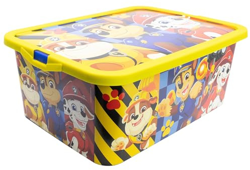 STOR Aufbewahrungsbox für Kinder Paw Patrol mit Klickverschluss 13 Liter - Spielzeugorganizer aus Kunststoff für Kinderzimmer