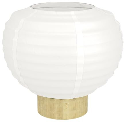 EGLO Lampada da comodino Summerhill, lampada da tavolo in stile giapponese, decorazione camera da letto, in legno marrone e carta bianca, certificazione FSC, attacco E27, Ø 40 cm