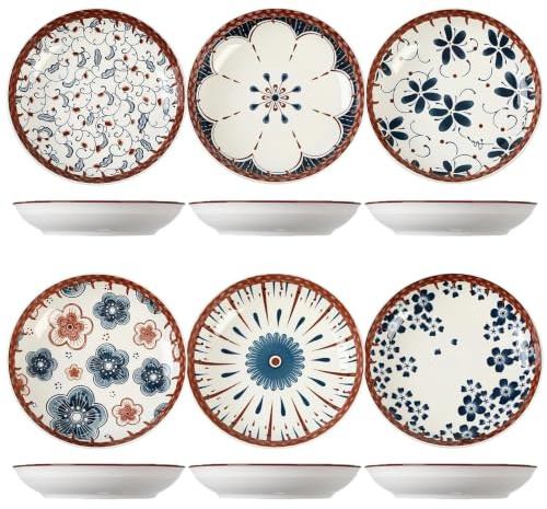 Lot De 6 Assiettes Plates En Céramique,20.3cm Porcelaine Assiette Plates,Assiettes Creuses à Large Bord pour Pâtes, Salades et Plats,Vaisselle Pour Lave-Vaisselle Et Micro Ondes (X)