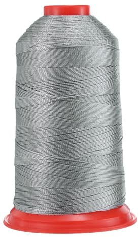 QUARKZMAN 962 Yards Fil à Coudre en Nylon Lié Taille 630D/3 Fil à Coudre en Nylon pour Upholstery Extérieur pour Cuir Jeans et Tissage Artisanat Machine DIY Gris Argent