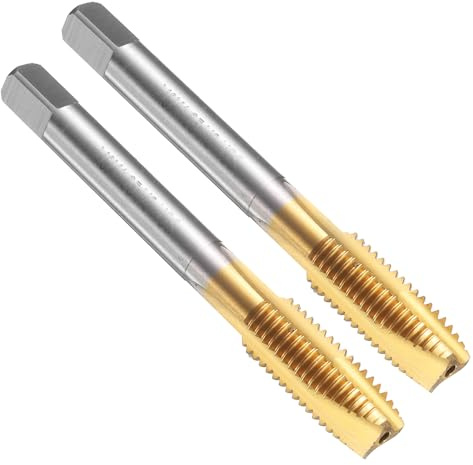 QUARKZMAN Macho Roscar Punta Espiral M9 x 1.25 Métrico 2pcs | Recubierto Titanio Herramienta Roscado Tornillos Machos para Fresadora Roscas, Acero Rápido 6542 (HSS 6542)