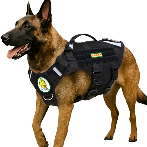 EpicRove Hundegeschirr für mittelgroße & große Hunde, ausbruchsicher, leicht, atmungsaktiv & verstellbar mit Haltegriff und reflektierenden Details für Spaziergänge, Wandern und Training