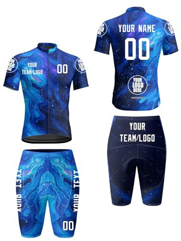 Conjunto de 2 Camisetas y Pantalones Cortos de Ciclismo de Manga Corta con tu Nombre y Logotipo de Equipo Personalizado.