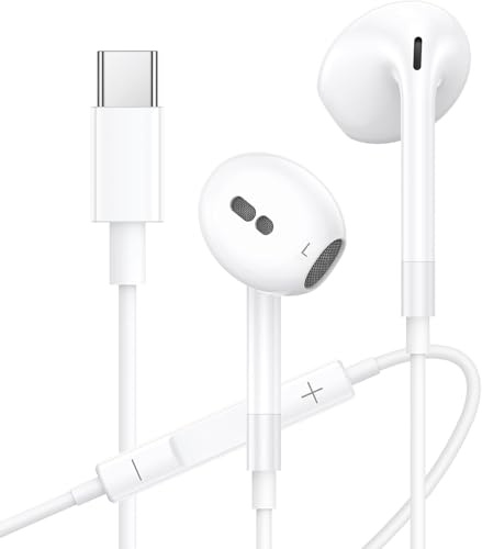USB C Headphones for iPhone 16 15, Wired USB C Earphones Type C Headphones with Microphone and Volume Controller, Wired Earbuds for iPad Pro Air Mini, iPad 10th, Samsung Galaxy S25/S24/S23/S22/S21