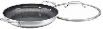 Cuisinart FusionPlus FPS25-30D Batterie de cuisine antiadhésive en acier inoxydable de 30,5 cm avec couvercle, technologie céramique PURELYSEAR sans PFAS, résistante aux rayures, poignées larges