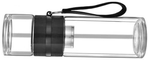 Warmhm Glass Double Wall Tea Bottle Infuser, Heat-Resistant Separation Cup, Portable Glass Mug for Office and Travel