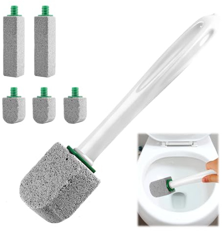 Bimsstein Toilettenreiniger, 5 Stück Bimsstein Toilette Mit 1 Griff, Reinigungsstein für WC, Putzstein, Urinsteinentferner Extra Stark, Badezimmer, Küchen, Schwimmbäder, Zur Entfernung Flecken