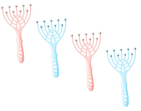 TOGEVAL 4 pièces Masseur Tête Manuel Acier avec Griffes Ergonomiques pour Massage Crânien Relaxant Outil Doux pour Détente Du Chevelu Cadeau Pratique pour Famille et Amis