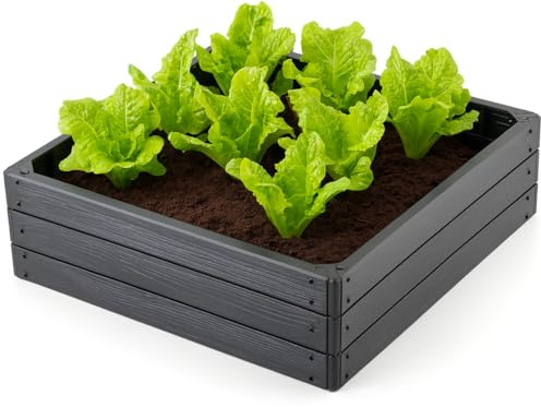 FEINZ Orto Rialzato per Verdure ed Erbe Aromatiche 75x75cm | Resistente alle Intemperie e Facile da Curare, Aiuola da Giardino in Plastica Antracite, Dimensioni