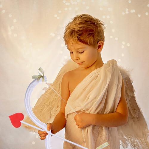 Abaodam Arc de Cupidon en Mousse Blanc Accessoire Cosplay et Déguisement Saint-Valentin Flèche D’Arc Légère pour Fête et Photo Costume Accessoires de Flèche D’Arc de Cupidon