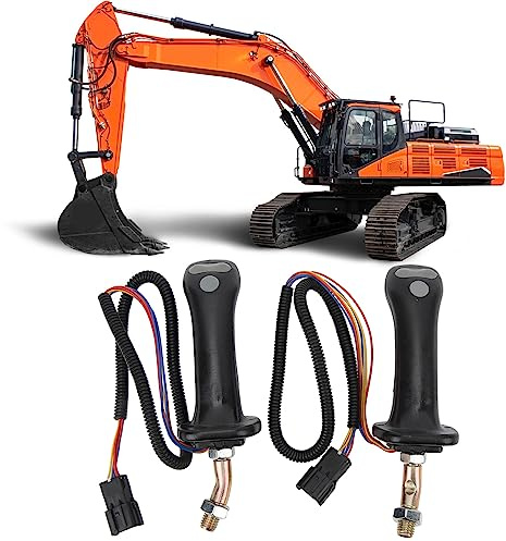 TIKATARER Impugnature Joystick per Escavatore a 3 Pulsanti, 2 Pezzi, Controllo Ergonomico e Confortevole a 6 Pin con Struttura in ABS Resistente, Sostituzione Diretta per Parte