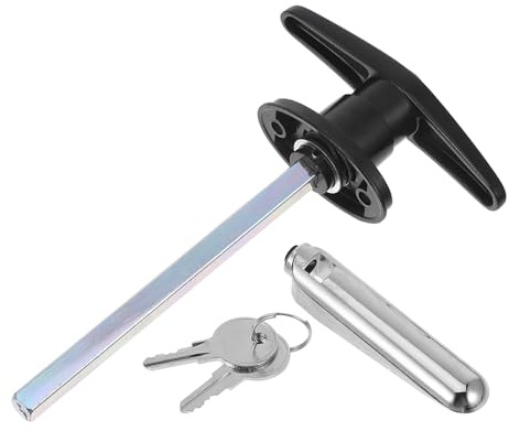 LIFKICH Cerradura Manija de Puerta Corredera en T Negra Varilla Extendida y Lengüeta de Bloqueo para Muebles y Cajas de Herramientas