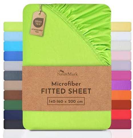 NatureMark sábana de Microfibra a Precio de Descuento! Muchos tamaños y Colores mercancía de Marca (sábana 140x200-180x200 cm, Verde Manzana)