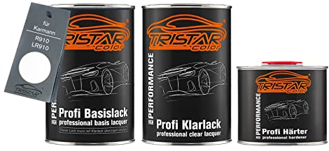 TRISTARcolor Autolack Set Dose spritzfertig für Karmann R910 / LR910 Reinweiss Basislack + 2K Klarlack 2,5L