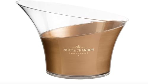 Moët & Chandon Champagne Flaschenkühler Prestige Vasque Eiseimer Gold Transparent Eiswürfel Behälter für bis zu 6 x 0,75 l oder 2 x 1,5l Magnum Champagner Flaschen