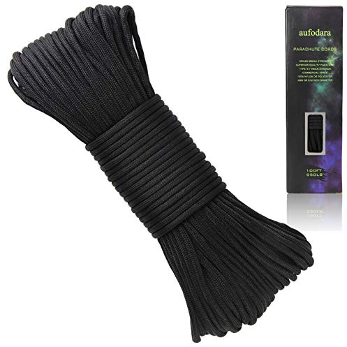 Paracord Schnur Reißfestem Outdoor Survival Seil 100ft Fallschirms Schnur 7 Kern-Strängen 4mm Mehrzweck-Seil 250kg (550lbs) Nylonschnur Polyesterseil (schwarz)