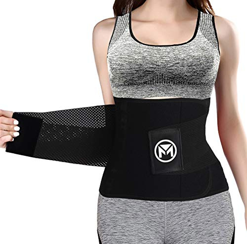 Moolida Waist Trainer Belt for Women & Man Waist Trimmer Workout Fitness Back Support Belts (Black,Medium)