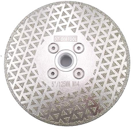 DT-DIATOOL Disque Diamanté à Tronçonner et à Meuler 125 mm x M14 Lame de Scie Électroplaqué pour Pierre Marbre Carreaux Granit