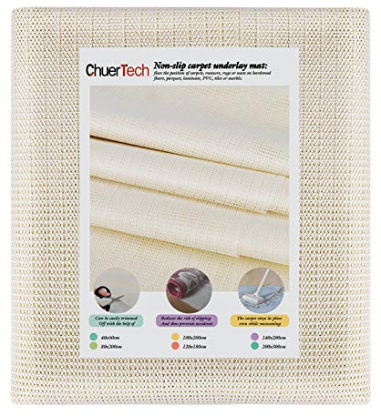 ChuerTech Tappeto Antiscivolo, 140x200cm Tappeto Gomma Antiscivolo Rete Antiscivolo per Tappeti, Ferma Tappeto Adattabile Tagliandolo Anti-Scivolo e Adatto a Tutti i Tipi di Pavimenti
