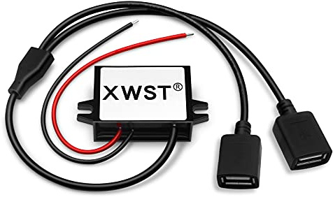 DC DC 8-85V Spannungswandler 12V 24V 36V 48V 60V 72V 85V auf 5V 2xUSB 3A 15W Wandler | Adapter Anschluss für Auto Motorrad Fahrrad E-Bike | Stromrichter Ladegerät Buck Converter