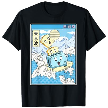 Tostadora de surf Happy Toast Japan Wave Kawaii Estética Camiseta