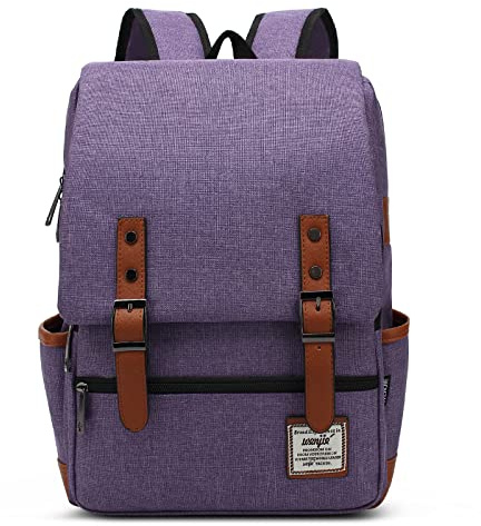VARLIVOO Casual Herrryggsäck Dagsäck Kvinnor Knapsäck Passar 14 Laptop Skolryggsäck Business College Resependling Vattentät Polyester Lila