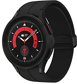 Samsung Galaxy Watch5 Pro Montre connectée Intelligente, suivi de la santé, montre sport, batterie longue durée, 4G, 45mm, Noir, Extension garantie 1 an [Exclu Amazon] – Version FR