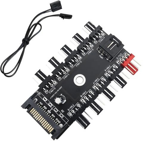 Fan Hub, CTRICALVER 1 to 10 Ports 12V 4 Pin PWM Fan Hub, with SATA/IDE Port, for Computer Case 4-Pin or 3-Pin Cooling Fans