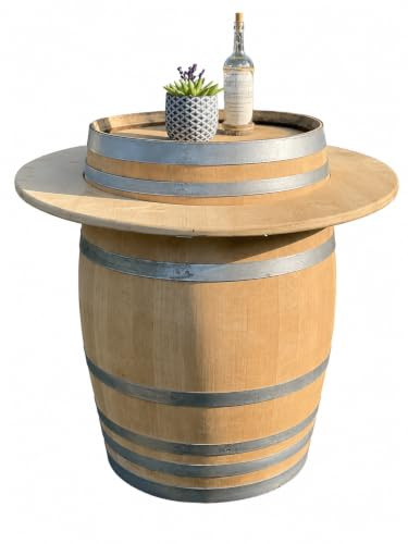 Fass-Schmiede Weinfass Stehtisch Deluxe (300 Liter schmaler Ring, natur)