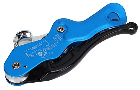 Zerodis Stopp-Abseilgerät, Manuelle Steuerung Tragfähigkeit 150 Kg Schutzseil Feststopp-Abseilgerät Weit Verbreitet Zum Felsklettern (Blau)