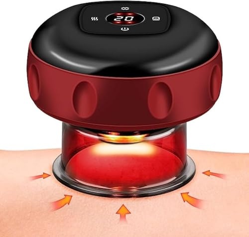 Set 3 in 1 per terapia a coppettazione con 12 livelli di aspirazione e temperatura, strumento dinamico per massaggio Gua Sha per la riduzione della cellulite con calore a infrarossi ricaricabile