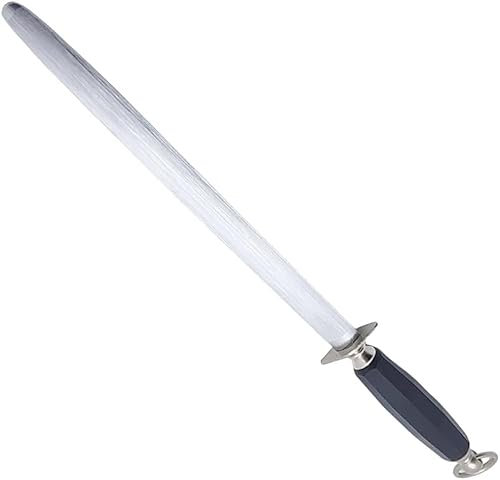 Affilacoltelli manuale professionali macellaio in acciaio inox 30cm ovale tondo per ristorante chef manico in polipropilene (Ovale)