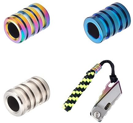 nbeads 3 Stück Lanyard-Perlen, Armbandperlen Groove Column Europäische Perlen Titanlegierung Lose Spacer Perlen Für Schmuck EDC String Anhänger Fallschirm String Tool