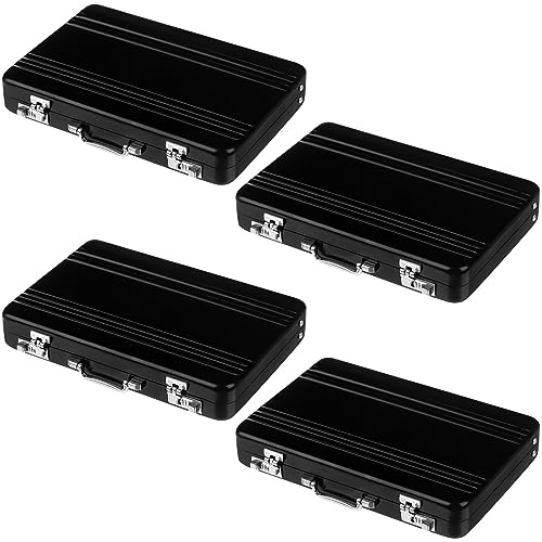 OBANGONG Mini-Visitenkartenhalter für Herren, niedlich, schwarz, Passwort-Aktentasche, Koffer, Aluminium, Visitenkartenetui, Metall, Kreditkartenhalter, Ausweise, Aktentasche, Geschenk für Damen, 4