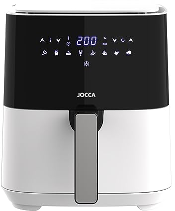 Jocca - Friggitrice ad aria calda 3,8 l | Friggitrice senza olio | Cucina sana | 1450 W di potenza | Protezione surriscaldamento | Manico con tocco freddo (bianco 5 L)