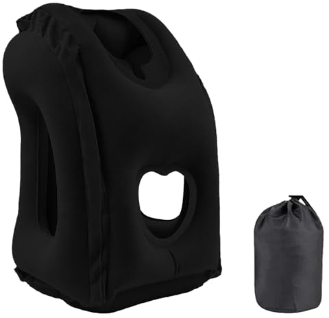 Nizirioo Almohada de viaje inflable para el cuello, almohada inflable, almohada de viaje portátil, cojín de apoyo para el cuello, cómodo apoyo para la cabeza y la barbilla para coche, avión, para