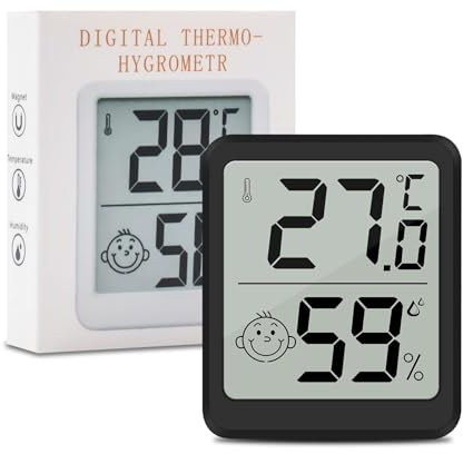 Wepai Termometro Ambiente Interno,1 Pezzo LCD Mini Igrometro Digitale Professionale,Rilevatore Misuratore di Umidità e Temperatura Igrometro Termometro Interni con Supporto In Metallo per Case,Nero