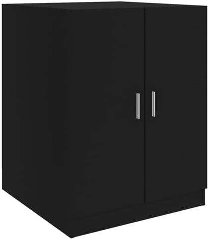 Gecheer Mobile per Lavatrice Moderno, Armadio in Truciolato Nero, 71x71,5x91,5 cm, con Ante
